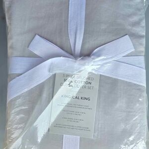 Vintage Washed Sateen Cotton 3-piece Duvet Cover Set - Gray -Size KING /CAL KING